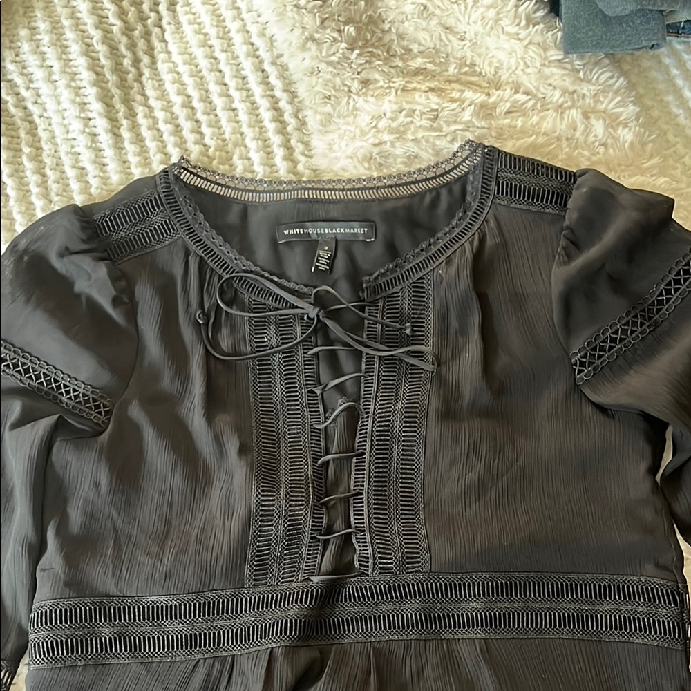 Black Lace-Up Women's Top